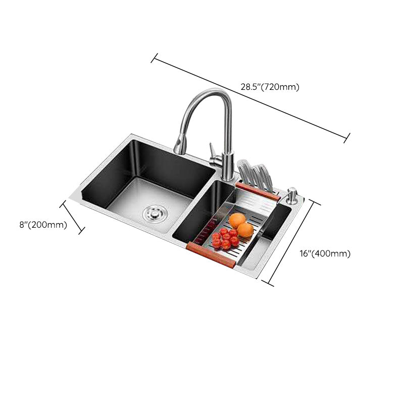 Double Basin Kitchen Sink Contemporary with Drain Assembly Sink