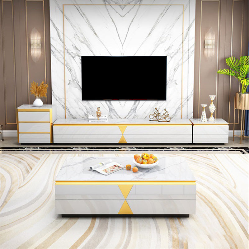 Enclosed Storage TV Media Console Glam TV Stand for Living Room