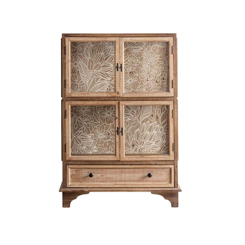 Traditional Oil Oak Curio Cabinet Glass Doors Hutch Buffet with Doors