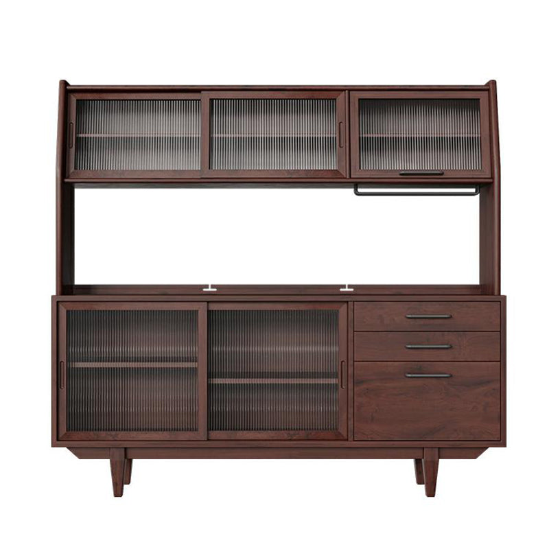 Contemporary Glass Doors Dining Hutch Pine Hutch Buffet with Doors