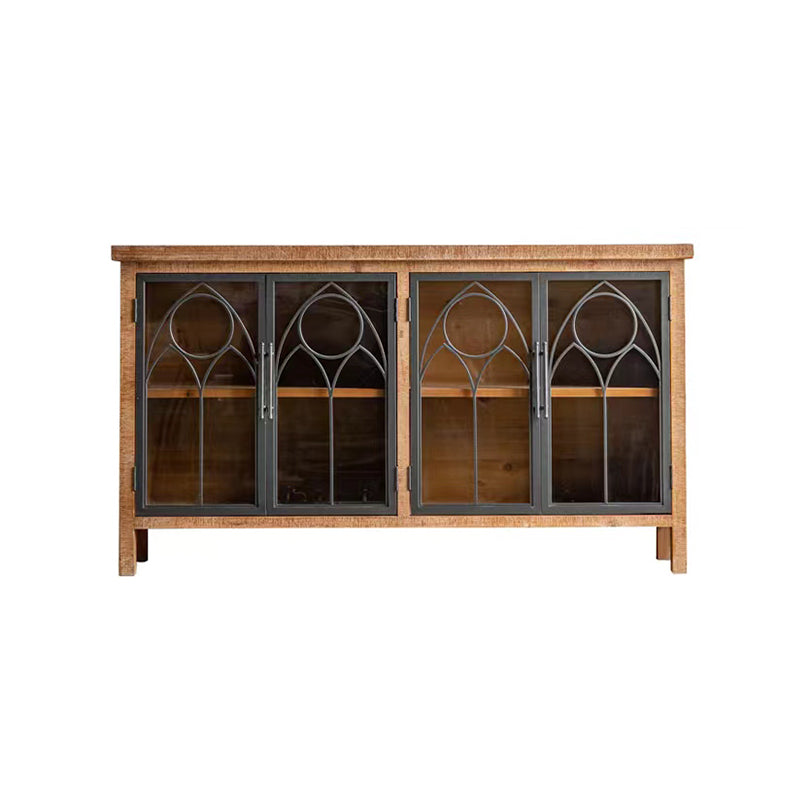 Traditional Display Stand Solid Wood Hutch Cabinet with Doors for Dining Room