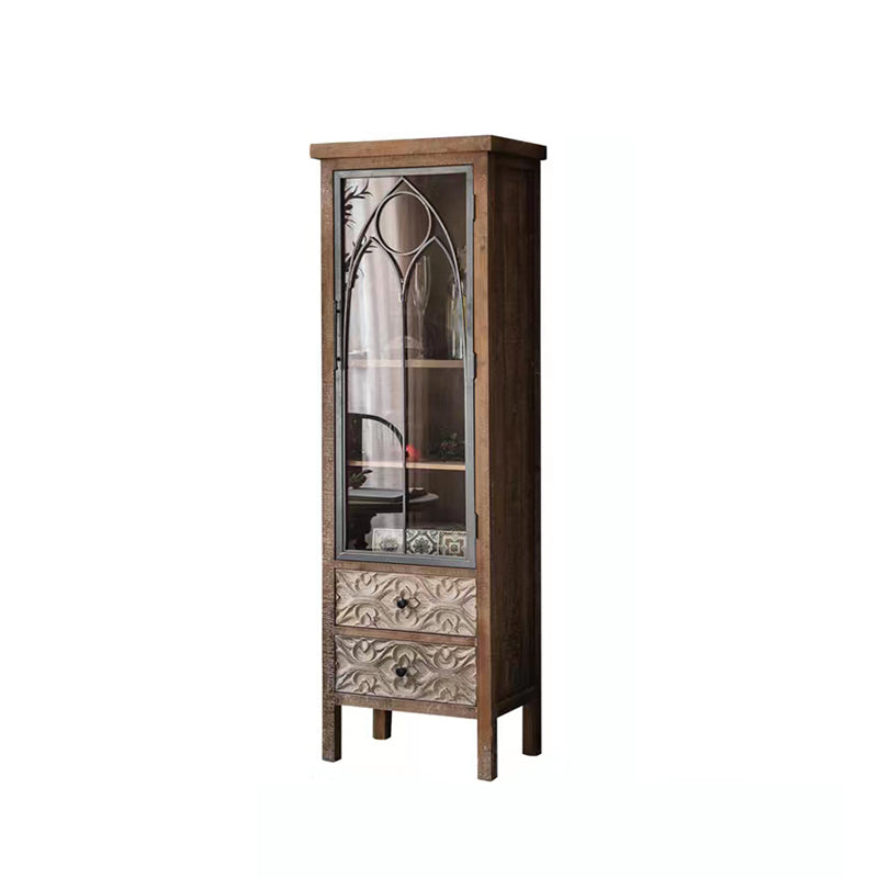 Traditional Display Stand Solid Wood Hutch Cabinet with Doors for Dining Room