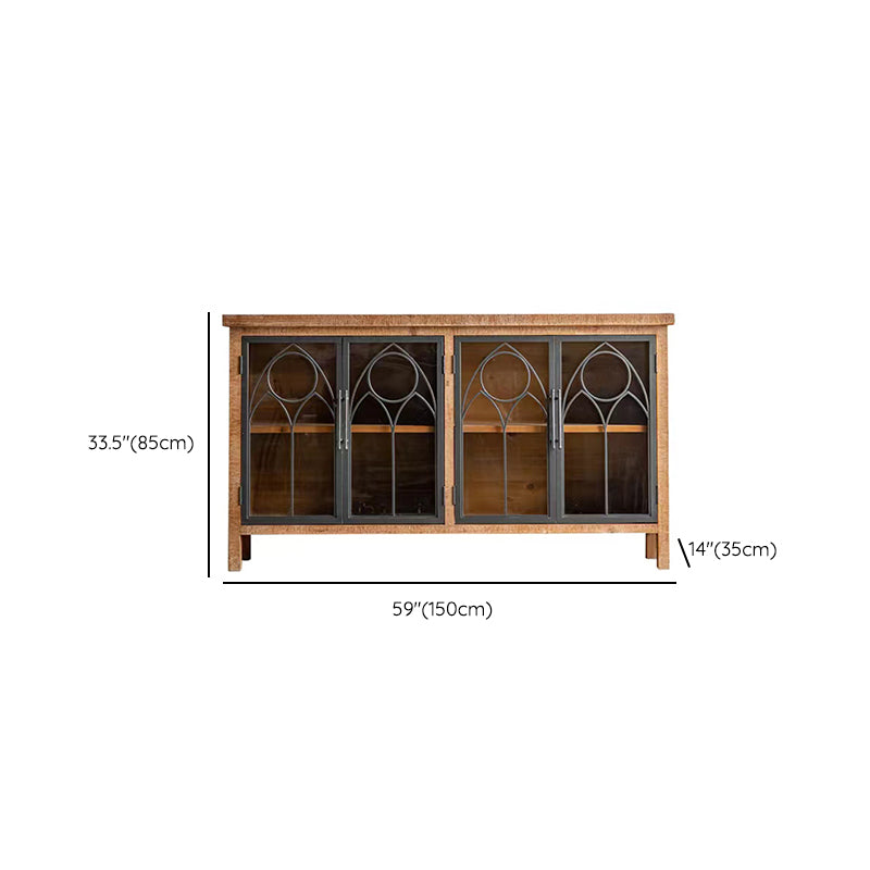 Traditional Display Stand Solid Wood Hutch Cabinet with Doors for Dining Room