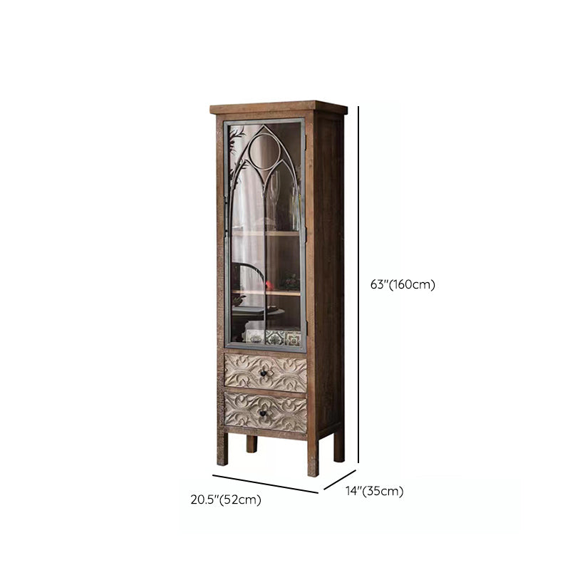 Traditional Display Stand Solid Wood Hutch Cabinet with Doors for Dining Room