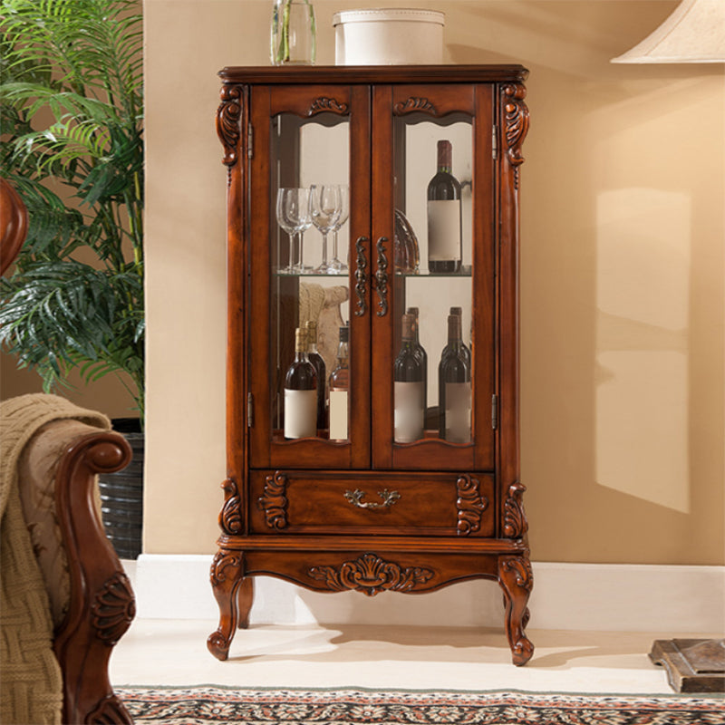 Traditional Curio Cabinet Birch Hutch Cabinet with Doors for Living Room