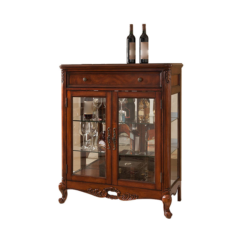 Traditional Curio Cabinet Birch Hutch Cabinet with Doors for Living Room