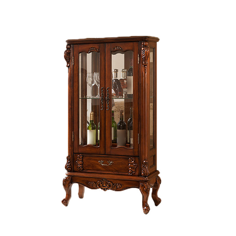 Traditional Curio Cabinet Birch Hutch Cabinet with Doors for Living Room