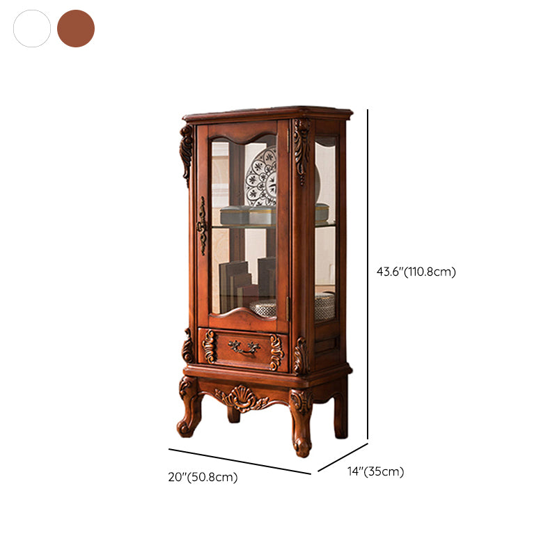 Traditional Curio Cabinet Birch Hutch Cabinet with Doors for Living Room