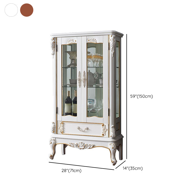 Traditional Curio Cabinet Birch Hutch Cabinet with Doors for Living Room