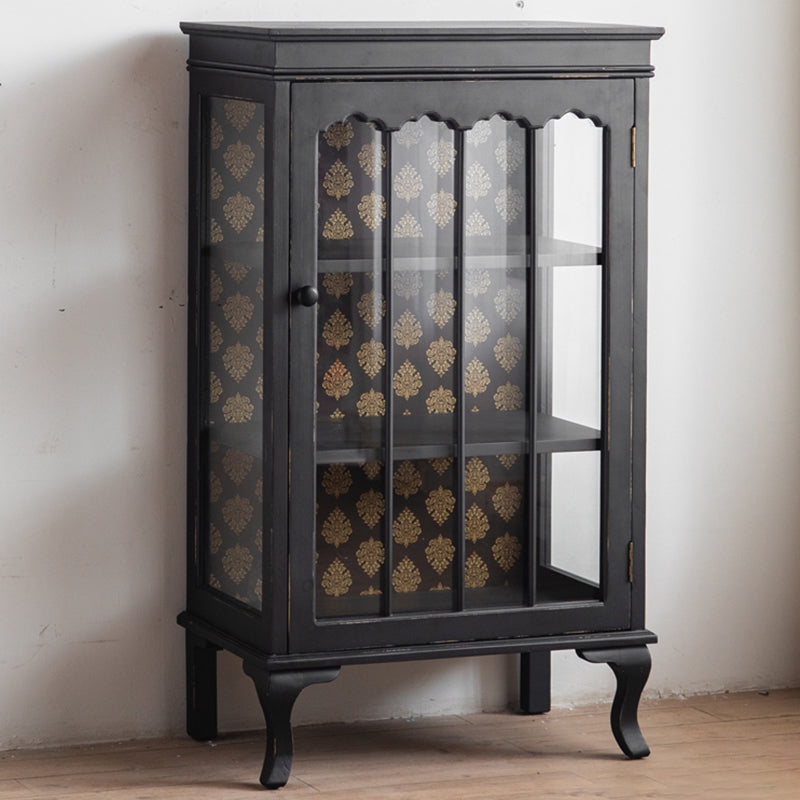 Traditional Solid Wood Curio Cabinet Glass Doors Hutch Buffet with Doors