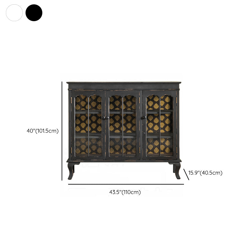 Traditional Solid Wood Curio Cabinet Glass Doors Hutch Buffet with Doors