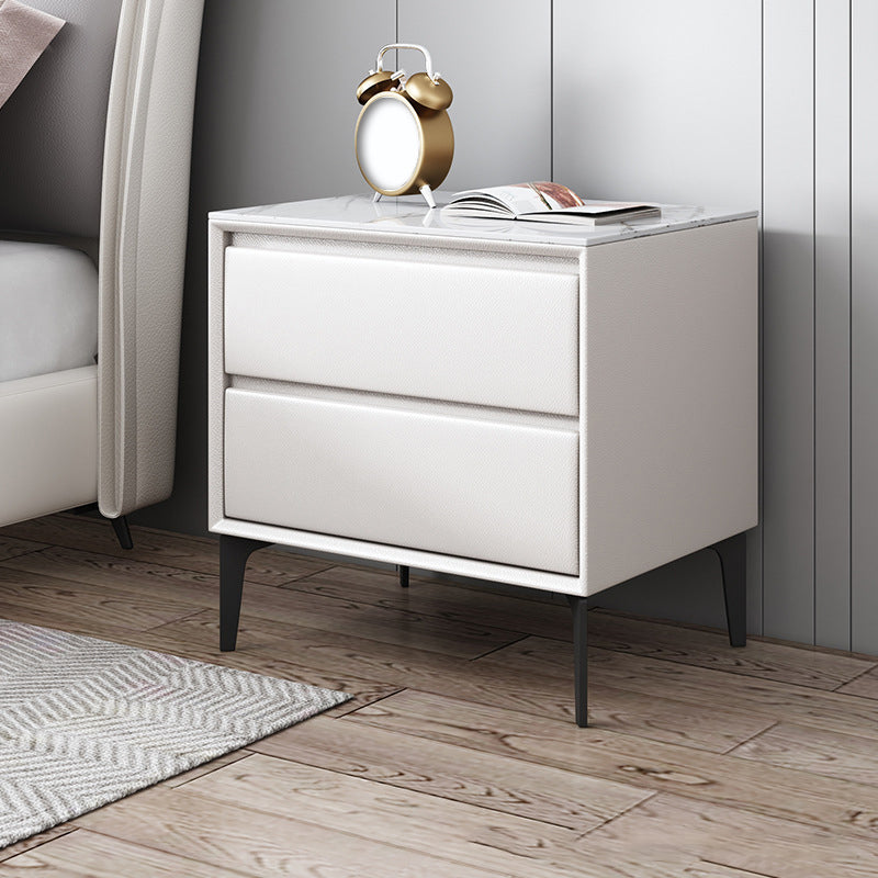 Stone Bed Nightstand Contemporary Bedside Cabinet with Drawers