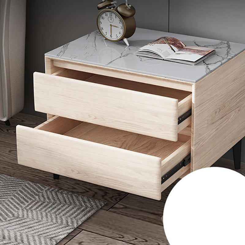 Stone Bed Nightstand Contemporary Bedside Cabinet with Drawers