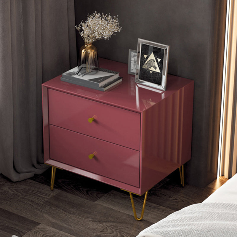 Faux Wood Bed Nightstand Contemporary Bedside Cabinet with Drawers