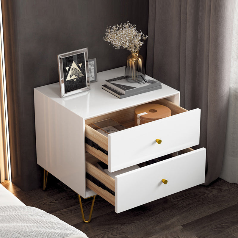 Faux Wood Bed Nightstand Contemporary Bedside Cabinet with Drawers