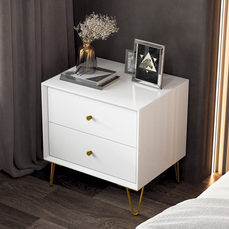 Faux Wood Bed Nightstand Contemporary Bedside Cabinet with Drawers