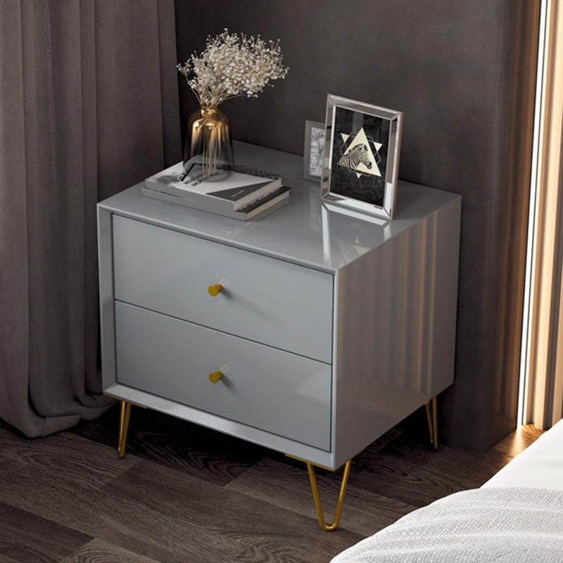 Faux Wood Bed Nightstand Contemporary Bedside Cabinet with Drawers