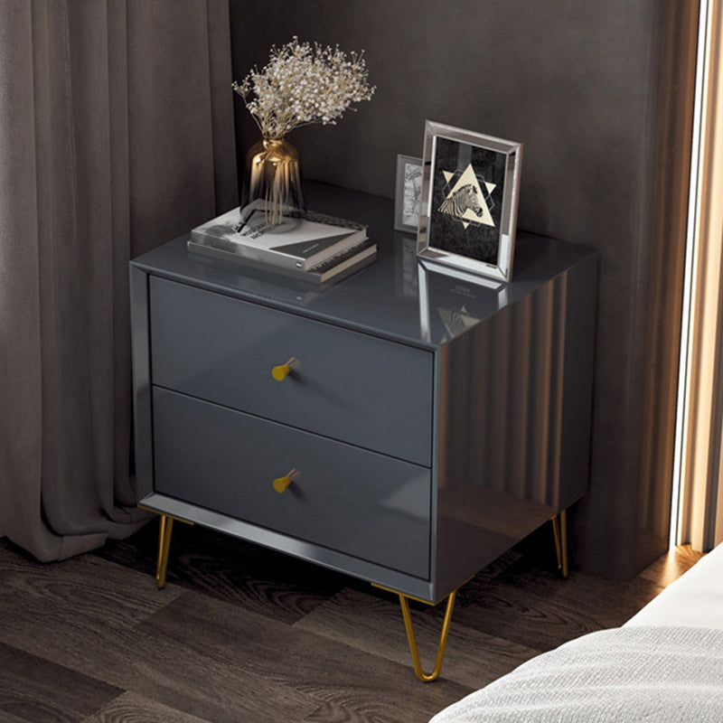 Faux Wood Bed Nightstand Contemporary Bedside Cabinet with Drawers