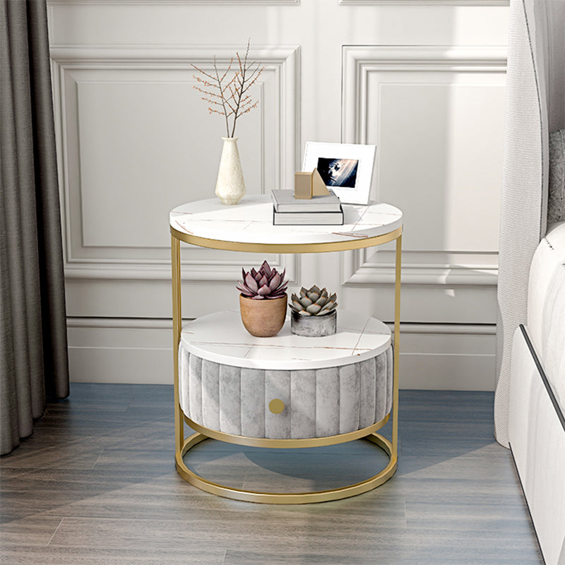 Glam Bed Nightstand Open Storage Bedside Cabinet for Bedroom