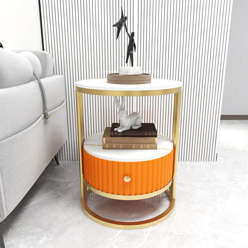 Glam Bed Nightstand Open Storage Bedside Cabinet for Bedroom