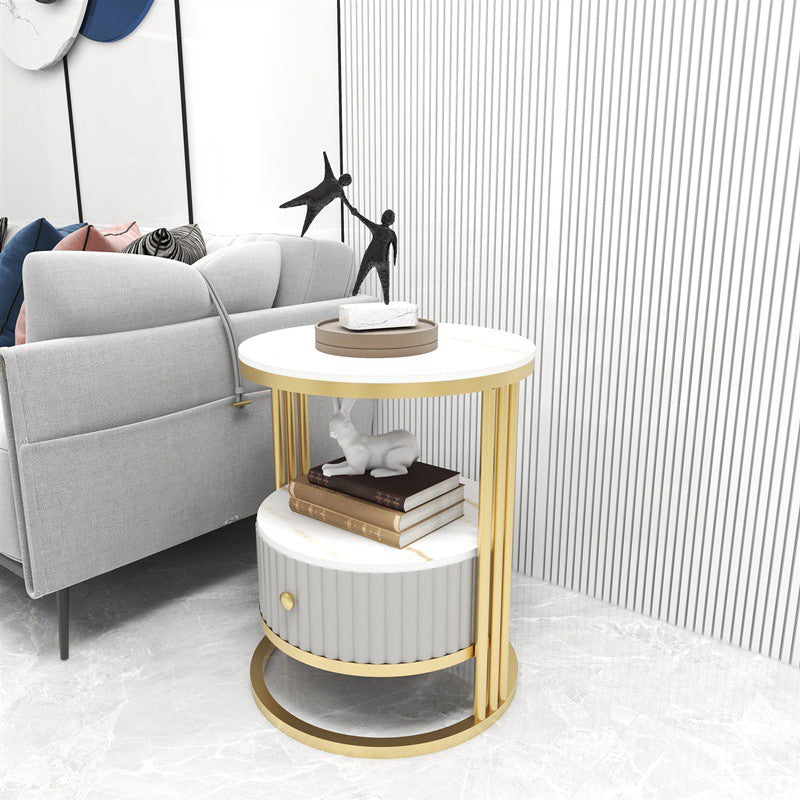 Glam Bed Nightstand Open Storage Bedside Cabinet for Bedroom