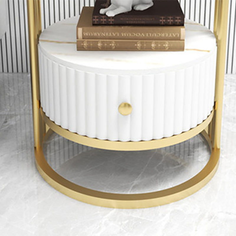 Glam Bed Nightstand Open Storage Bedside Cabinet for Bedroom