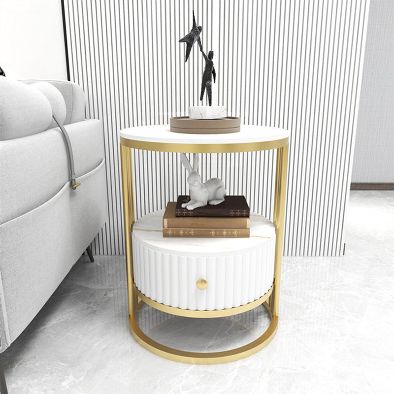 Glam Bed Nightstand Open Storage Bedside Cabinet for Bedroom