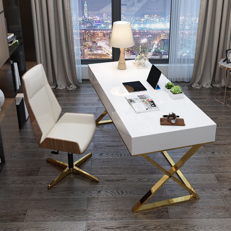 Glam Engineered Wood Writing Desk Bedroom Office Desk with Legs