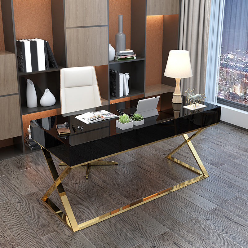 Glam Engineered Wood Writing Desk Bedroom Office Desk with Legs