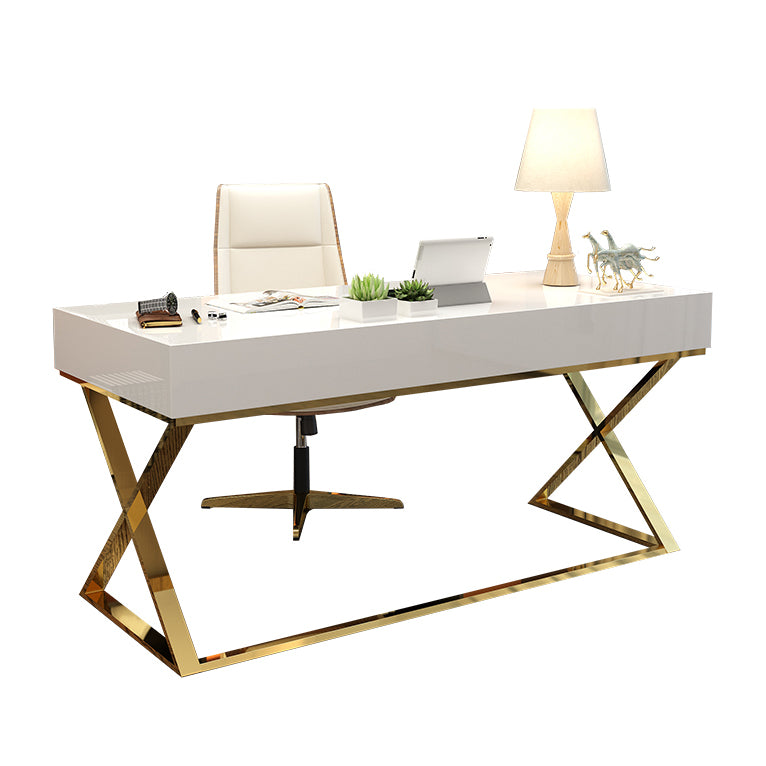 Glam Engineered Wood Writing Desk Bedroom Office Desk with Legs