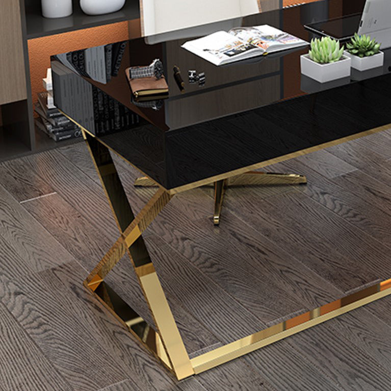 Glam Engineered Wood Writing Desk Bedroom Office Desk with Legs