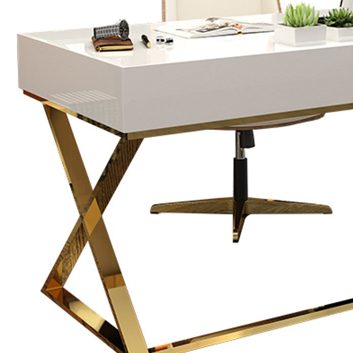 Glam Engineered Wood Writing Desk Bedroom Office Desk with Legs