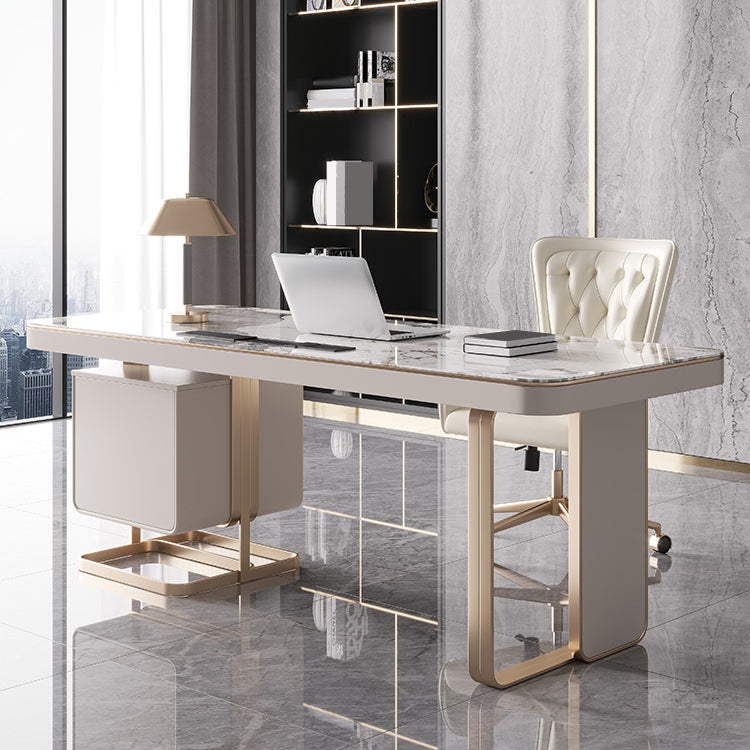 29.25-inch H Contemporary Computer Desk Curved Stone Office Desk