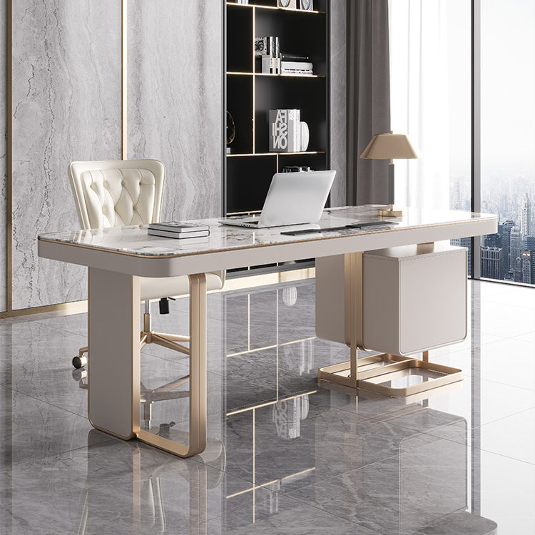 29.25-inch H Contemporary Computer Desk Curved Stone Office Desk