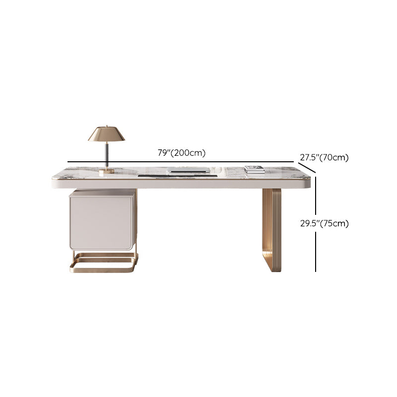 29.25-inch H Contemporary Computer Desk Curved Stone Office Desk