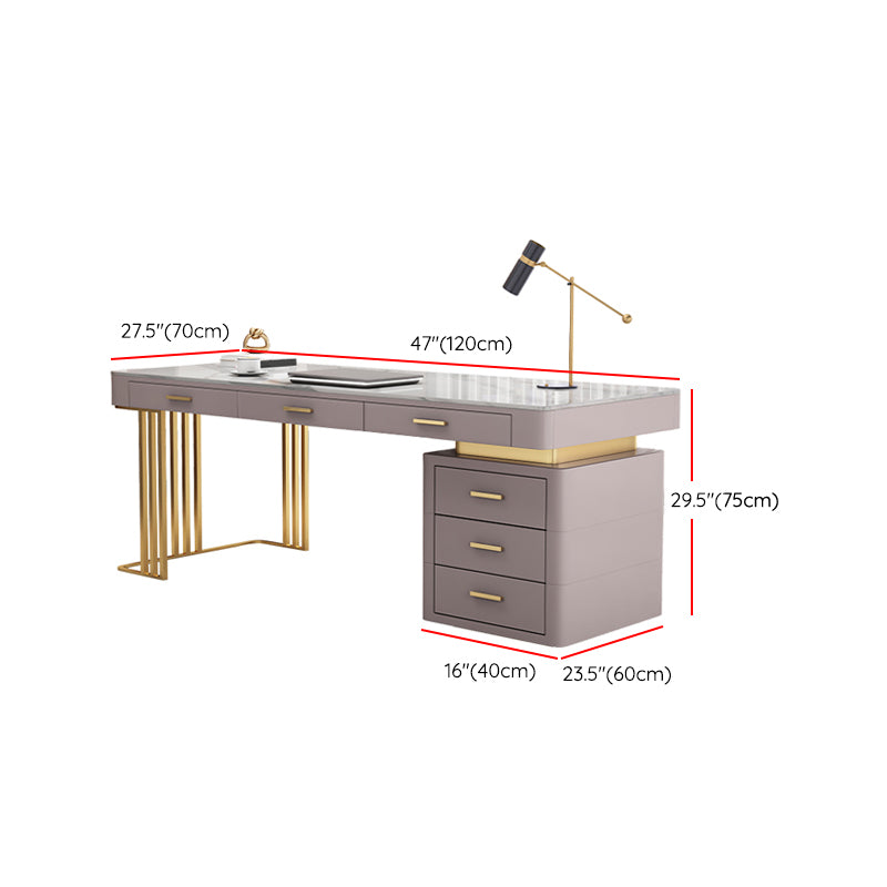 29.25-inch Height Classic Glam Office Desk Curved Stone Writing Desk