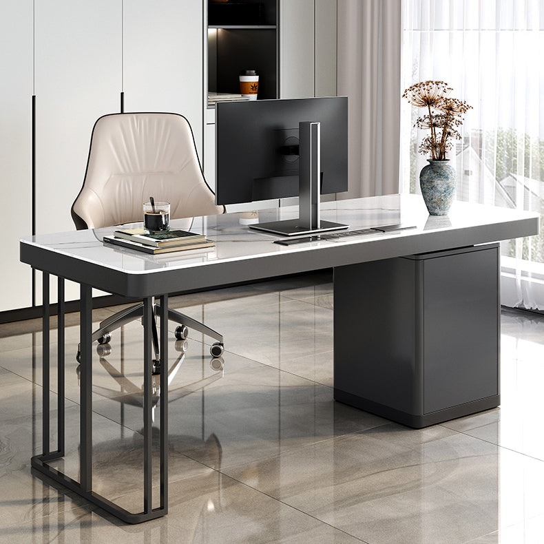 29.25-inch H Contemporary Computer Desk Curved Stone Office Desk