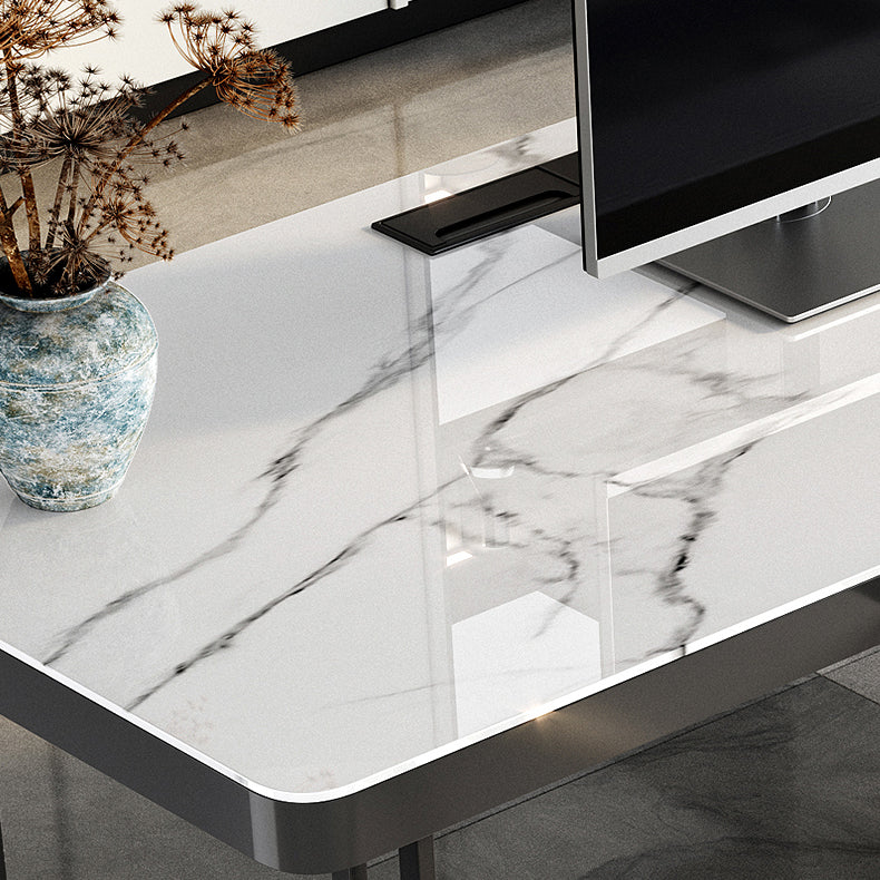 29.25-inch H Contemporary Computer Desk Curved Stone Office Desk