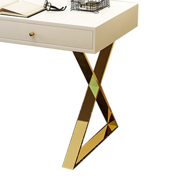 Glam Rectangular Writing Desk Office Wooden Office Desk with Metal Legs