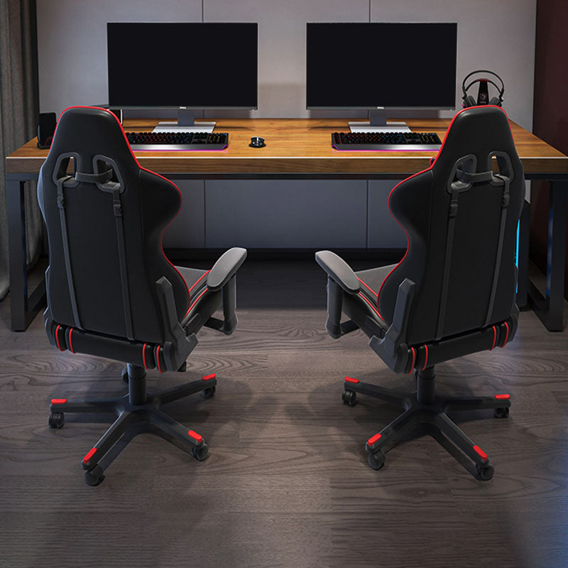 Contemporary Rectangular Office Desk Wood Computer Desk with Metal Legs