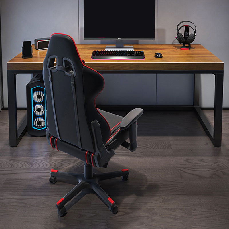 Contemporary Rectangular Office Desk Wood Computer Desk with Metal Legs