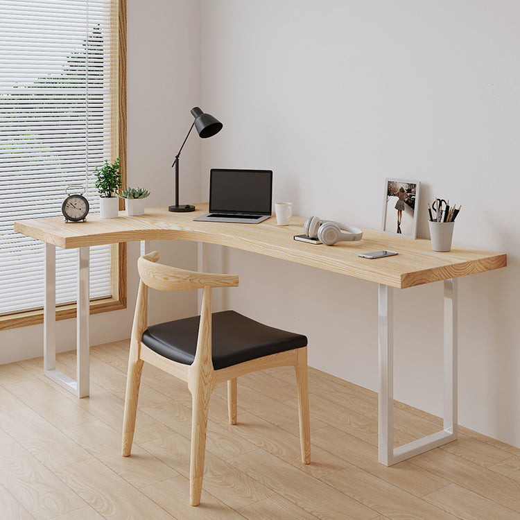 Contemporary Bedroom Writing Desk Wooden Office Desk with White Legs