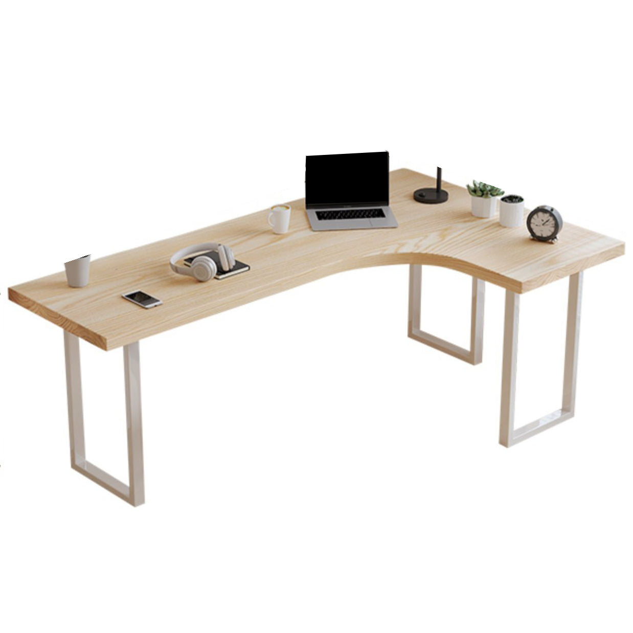 Contemporary Bedroom Writing Desk Wooden Office Desk with White Legs