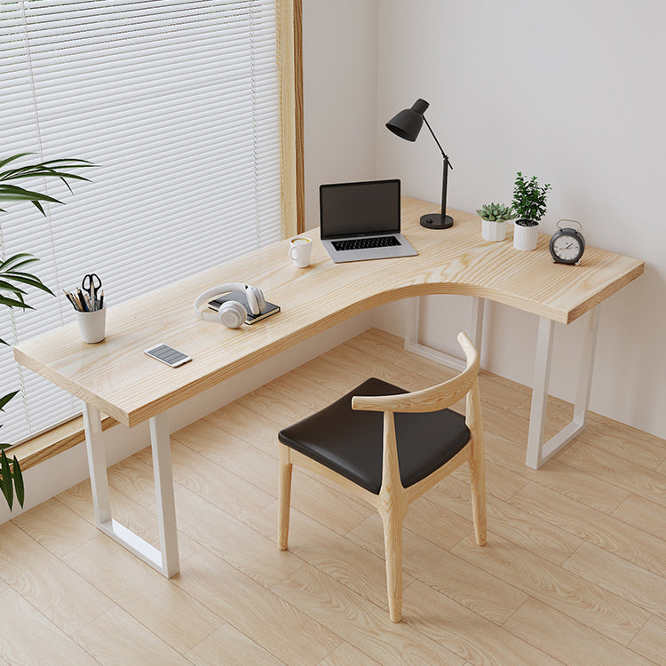 Contemporary Bedroom Writing Desk Wooden Office Desk with White Legs