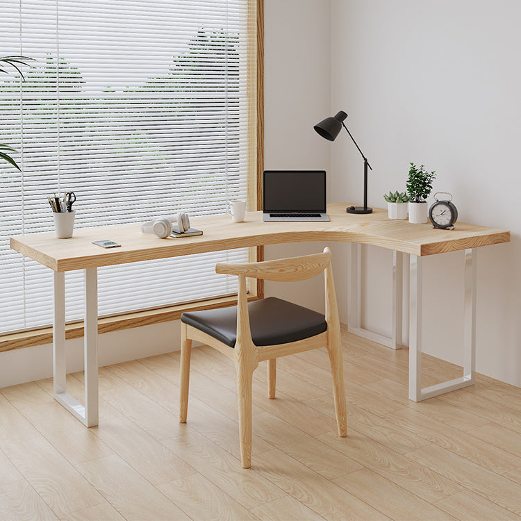 Contemporary Bedroom Writing Desk Wooden Office Desk with White Legs