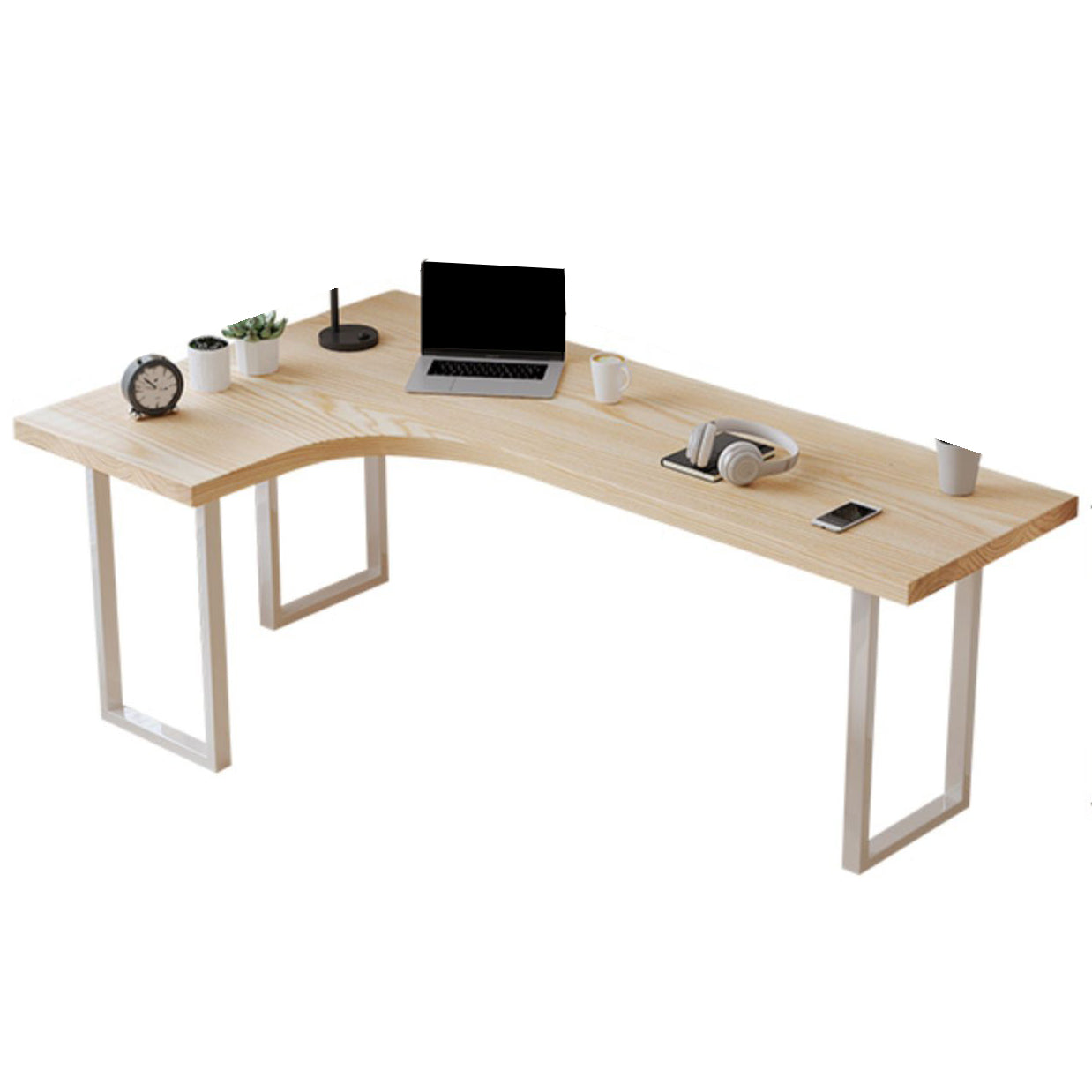 Contemporary Bedroom Writing Desk Wooden Office Desk with White Legs