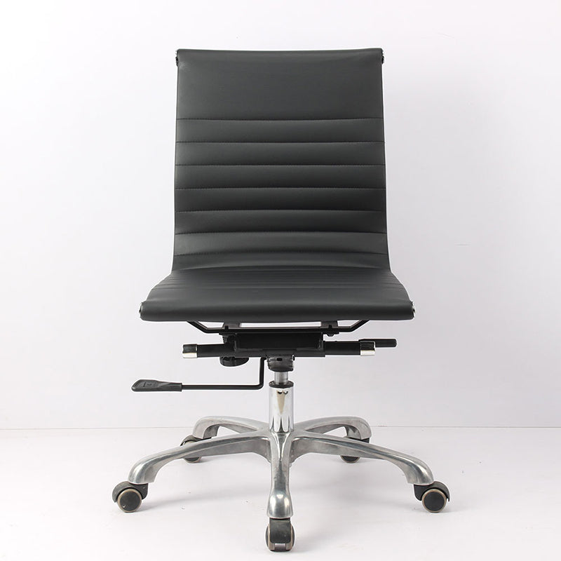 Modern Black Office Chair Adjustable Seat Height Faux Leather Desk Chair with Wheels