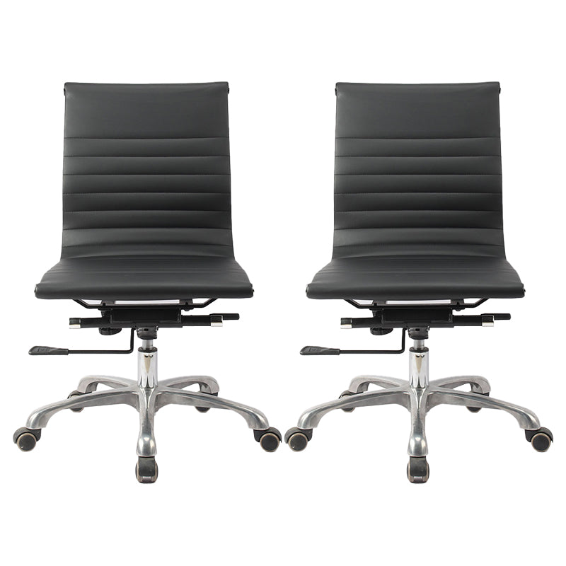 Modern Black Office Chair Adjustable Seat Height Faux Leather Desk Chair with Wheels