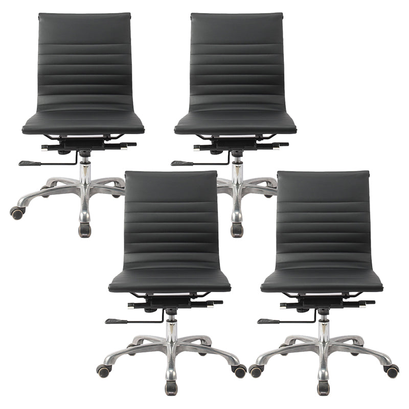 Modern Black Office Chair Adjustable Seat Height Faux Leather Desk Chair with Wheels