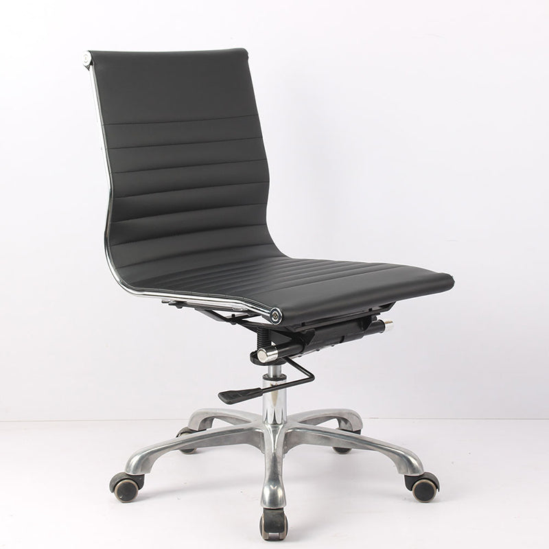 Modern Black Office Chair Adjustable Seat Height Faux Leather Desk Chair with Wheels